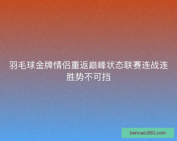 羽毛球金牌情侣重返巅峰状态联赛连战连胜势不可挡