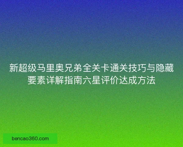 新超级马里奥兄弟全关卡通关技巧与隐藏要素详解指南六星评价达成方法