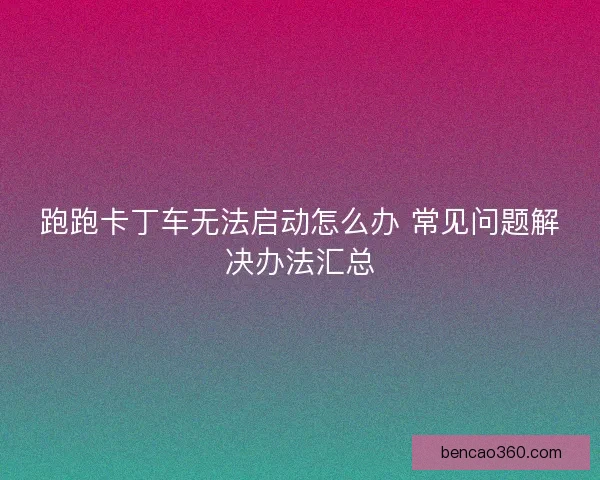 跑跑卡丁车无法启动怎么办 常见问题解决办法汇总