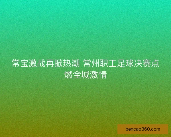 常宝激战再掀热潮 常州职工足球决赛点燃全城激情